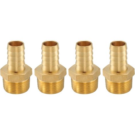 4Pcs Raccord Barbele en Laiton 3/4" NPT Male vers 5/8" Hose ID pour Home Brew Pipe Fitting Direct Thread Tower Connector Construction Durable (1/5)