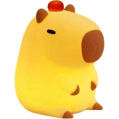 Veilleuse Capybara, Lampe LED Mignonne et Squishy Nouveauté Animal, Veilleuse Chambre d'Enfant Gradable pour Enfants, Lampe de Chevet Tactile Rechargeable, Cadeaux Bébé Garçons Filles
