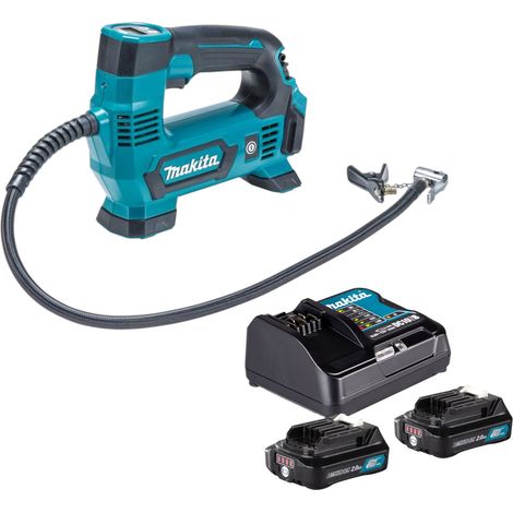Makita MP 100 DSA Akku Kompressor 12 V max. 8,3 bar + 2x Akku 2,0 Ah + Ladegerät