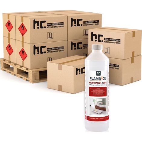 240x 1 L FLAMBIOL® Bioethanol Hochrein 100 % in Flaschen für Edelstahl-Tisch-Kamine