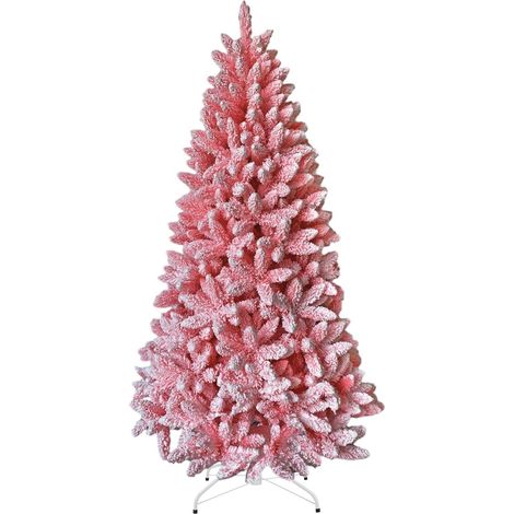 6ft Pink Flocked Artificial Christmas Tree with 308 Tips and Snow Effect (1/5)