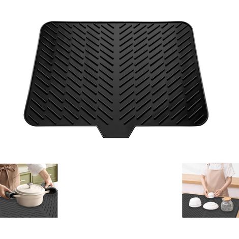 Silikon-Abtropfmatte mit integriertem Rand – 60 x 45 cm – hitzebeständig – umweltfreundlich – hygienisch – wasserdicht und rutschfest – Abtropfmatte – Geschirrmatte – Barmatte – Geschirrabtropfmatte – (1/4)