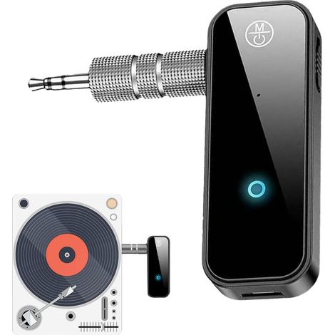 Adaptateur Bluetooth 5.3 Aux pour voiture, 4 en 1, réception, HiFi mains libres, émetteur répartiteur 3,5 mm, pour PC/chaîne stéréo domestique/haut-parleur/voiture/TV/tablette (1/5)