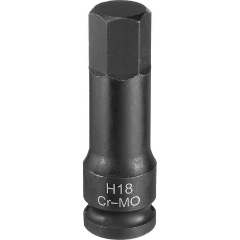 18mm Douille à choc hexagonale H18 1/2" en acier CR-MO Phosphate Noir Douille à choc hexagonale d'entraînement Impact allongée Adaptateur de douille pour travaux de réparation (1/5)