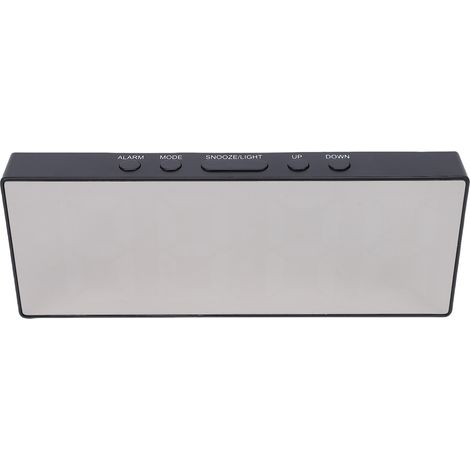 Réveil miroir LED écran 6,25 pouces sauvegarde pile luminosité réglable double alarme répétition chambre bureau cadre noir lumière rouge (1/5)