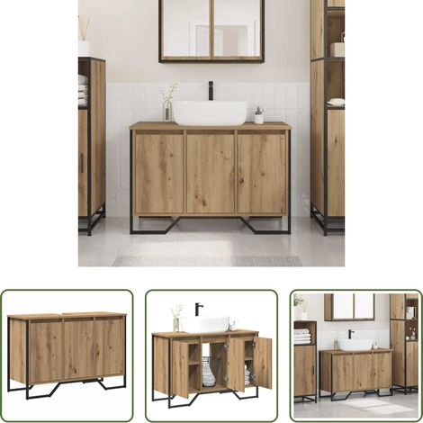 Meuble de salle de bain - Cabinet Sous Évier Autre Chêne artisanal 91 x 35 x 60 cm (1/5)