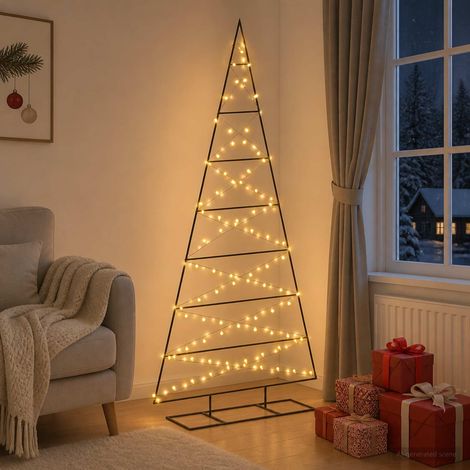 vidaXL Árbol de Navidad de metal KUOPIO 210 cm Blanco Cálido (1/5)