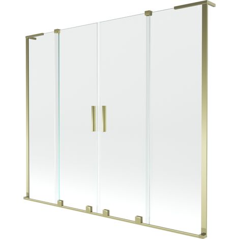 Paroi de baignoire à double volet Mexen Velar L Duo 200 x 150 cm, transparent, doré - 896-200-003-02-50 (1/2)