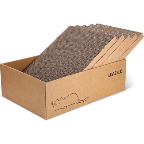 Kratzbrett Katze, Katzenkratzbox mit 5 Kratzbrettern,Katzenmöbel mit hochwertiger Karton, Doppelseitige Kratzpappe für Katzen,Widerstandsfähig Katzen kratzmöbel, 43.5x29.5x14 cm (1/5)
