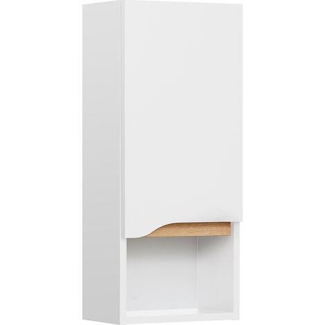 Bad Hängeschrank in Weiß Glanz mit Weiß Hochglanz QUEIMADOS-66, B/H/T ca. 30/70/20 cm (1/4)