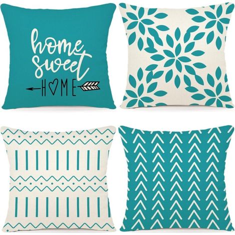 Lot de 4 45x45CM Housse Coussin Décoratif Canapé Taie d'oreiller Decoration Canapé Housses de Coussin en Lin d'extérieur Housse de Coussin Décoration pour Chambre, canapé, Chaise, Lit,Jardin (1/5)