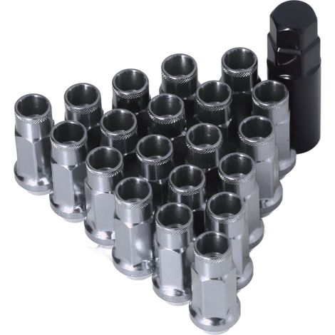 Lot de 20 écrous de roue métalliques M12x1,25, accessoires de voiture universels, de rechange pour Mitsubishi, couleur argent. (1/5)