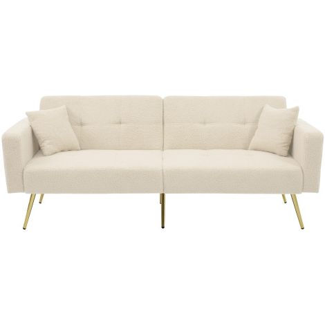 old sku:WF200993995B,Schlafsofa mit Bettfunktion, verstellbarem Winkel, goldenen Beinen, mit Kissen und seitlichen Aufbewahrungstaschen
