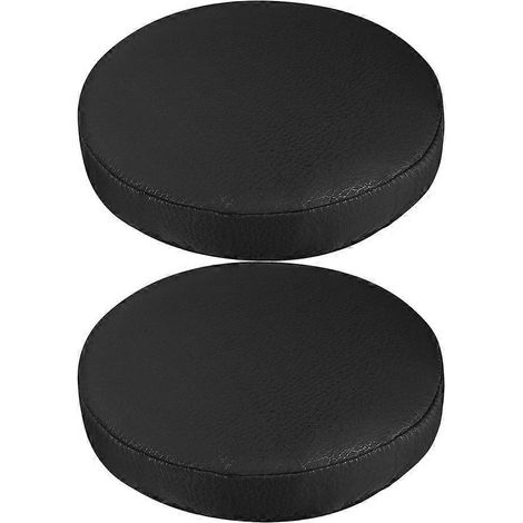 Lot de 2 housses de tabouret extensibles noires, rondes, pour pouf, anti-poussière-35.00X35.00X0.50CM-Black