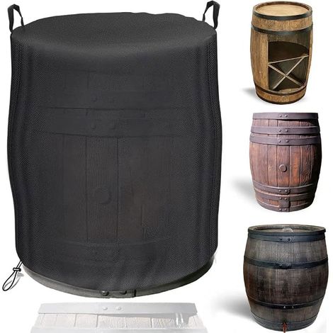 Housse de protection imperméable pour citerne de pluie Oxford 420D,Convient pour les citernes de pluie étroites, tonneau de vin, coupe-vent, résistant aux intempéries, résistant aux UV (75x75x125 cm) (1/5)