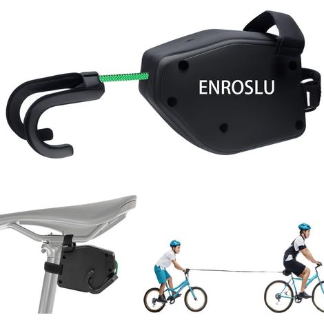 Corde de remorquage de vélo pour enfant - 2,5 m - Câble de remorquage rétractable pour parents et enfants - Système de traction de vélo - Capacité de charge : 550 lb - Sangle de traction extensible (1/5)
