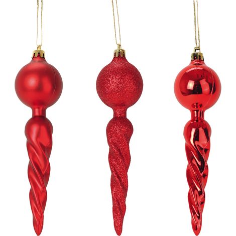 Set de 3 suspensions torsadees de noel rouge