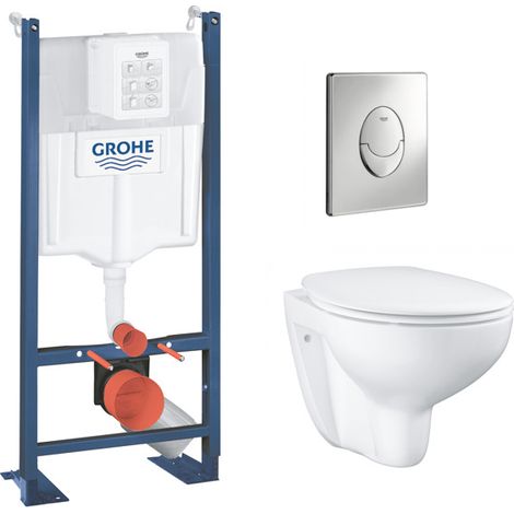 Grohe Pack WC Rapid SL autoportant + cuvette Bau Ceramic sans bride + plaque Skate Air chrome (ProjectBau-2) (1/5)