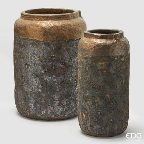 EDG Enzo De Gasperi Set 2 Vasi Saigon Rotondo Copper Ceramica (1/4)