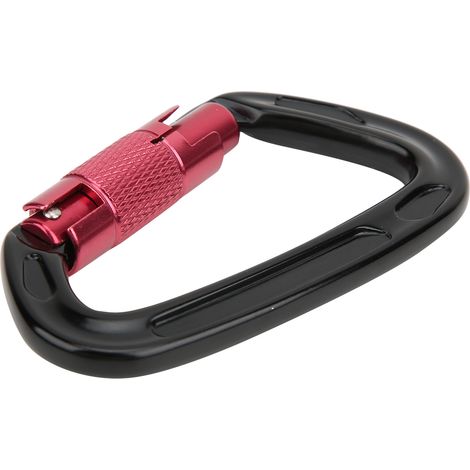 Mousqueton Master Lock en aluminium aéronautique 7075 avec anneau en D et boucle de sécurité, équipement de sécurité pour l'escalade, le camping et le hamac (noir). (1/5)
