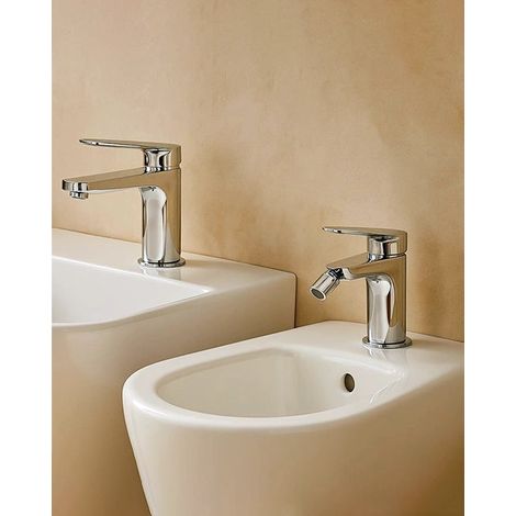 Coppia rubinetti miscelatore lavabo e bidet senza scarico cromo Momo (1/5)