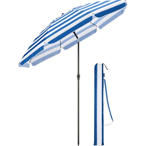 Striped Beach Parasol - Blue - Striped