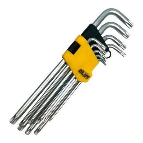 Blim Juego Llaves Torx Largas con Orificio 9 Piezas - Acero Cromo Vanadio Tratado y Templado - Superficie con Acabado Satinado - Tamaño: T10,T15,T20,T25,T27,T30,T40,T45,T50 marca