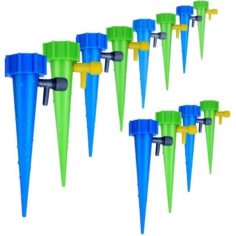 Set mit 12 automatischen Tropfern für einstellbare Bewässerungssysteme in Garten, für Pflanzen und Gemüse.