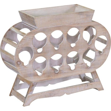 Portabottiglie 10 Posti 59x19xh48 cm in Legno Naturale (1/2)