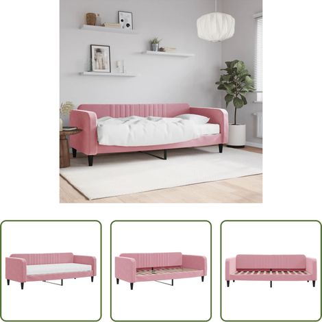 vidaXL Sofa mit Bett - Tagesbett mit Matratze Rosa 90x200 cm Samt (1/5)