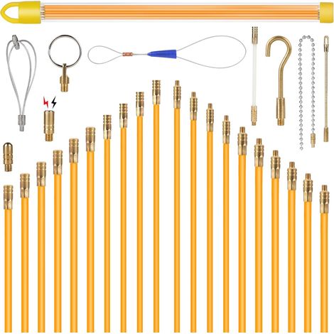 10 x 1 m lange Glasfaser-Einziehnadeln für elektrische Leitungen (4 x 4 mm Durchmesser, 6 x 6 mm Durchmesser), flexible Glasfasernadel, Glasfaserstab-Set mit 9 Zubehörteilen