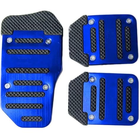 Copripedali universali per auto, kit pastiglie frizione, freno e acceleratore in lega di alluminio (blu, cambio manuale)