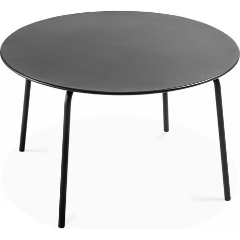 Oviala – Table de jardin ronde en acier thermolaqué 120 cm – Résistante aux intempéries – Capacité 4 à 6 personnes – Hauteur 72 cm (1/4)