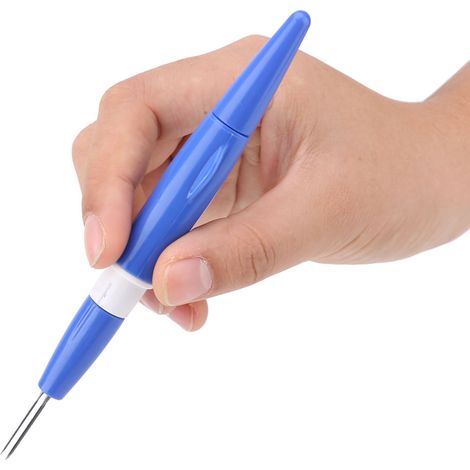 Stylo à perforer pour broderie et feutrage avec 3 aiguilles fines, outil pour loisirs créatifs (bleu) (1/5)