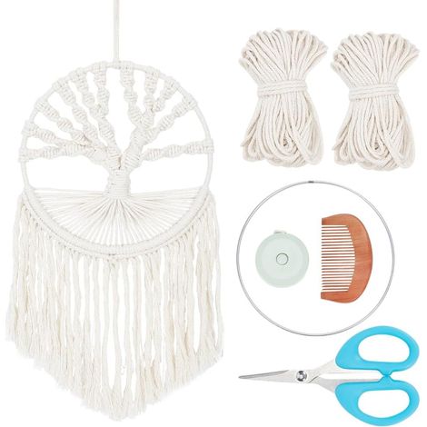 Kit de suspension murale arbre de vie en macramé à faire soi-même - Tapisserie murale arbre de vie - Décoration murale pour salon - Kit macramé pour débutant avec instructions (1/5)