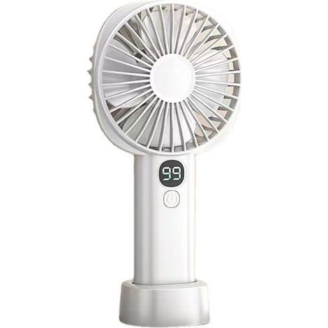 Ventilateur portable rechargeable par USB, 5 vitesses, silencieux, mini ventilateur avec indicateur de batterie, blanc (1/2)