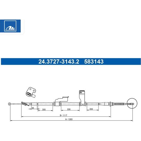 Tirette à câble, frein de stationnement ATE 24.3727-3143.2 HYUNDAI 59770-0X300