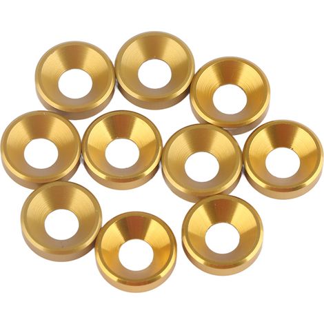 Lot de 10 rondelles à tête fraisée anodisées M4 en alliage d'aluminium doré (1/5)