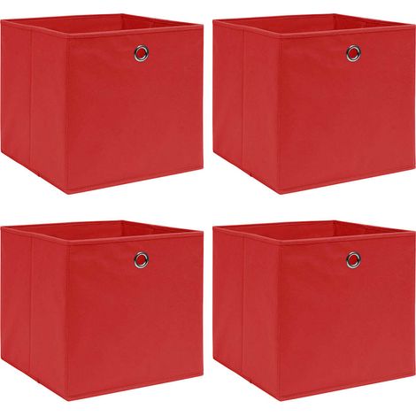 Boîtes de rangement 4 pcs Rouge 32x32x32 cm Tissu (1/5)