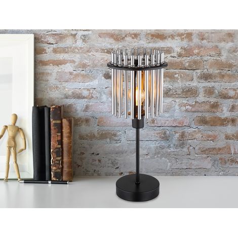 Ausgefallene LED Tischleuchte mit Rauchglas Stäben, Höhe 37,5cm (1/5)