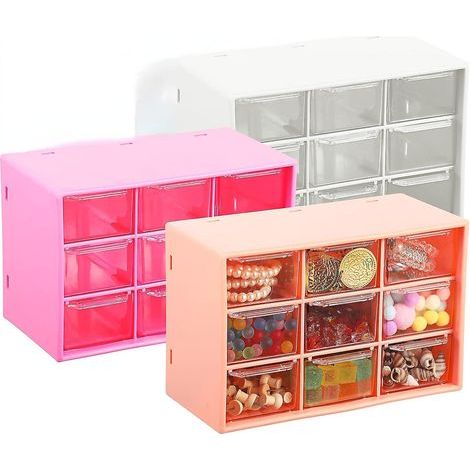 Boîte de rangement pour loisirs créatifs avec 9 tiroirs - Organisateur de bureau avec mini-tiroirs pour loisirs créatifs, bijoux, cosmétiques, matériel de couture et d'art - avec 9 tiroirs (1/5)