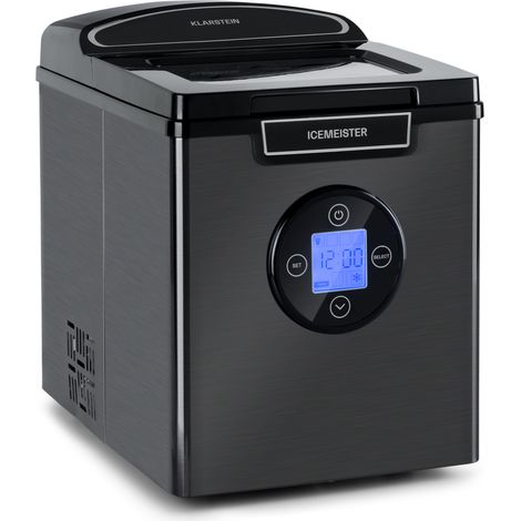 Klarstein – Machine à glaçons 12kg/24h – 3 tailles de glaçons – Écran LCD – Acier inoxydable – Silencieuse 55dB – Bac amovible 0,8kg (1/5)