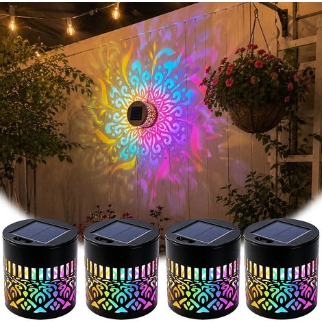 Lot de 4 lampes solaires en métal à énergie solaire pour extérieur, mur, terrasse, marche, clôture, jardin, jardin, décoration de jardin (1/5)