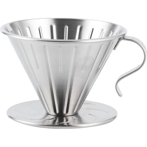Accessoires de Support de Tasse de Filtre de Cône de Goutteur de café D'acier Inoxydable Utilisation de Bureau à la Maison (L). (1/5)