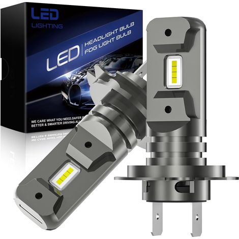 H7 LED Bulb, 100W 32000LM H7 LED Headlight Kit for Car and Motorcycle, 6500K White Light 1:1 Mini Size 600% Brightness, Low Beam/High Beam, Plug and Play, 2 Pieces (1/5)