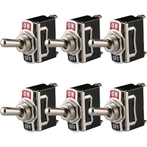 Interrupteur à Bascule 12V-24V-48V-110V/10A, 220V-230V/6A, SPST ON/OFF 2 Positions 2 Broches, pour Voiture Tableau de Bord Lumière (Pack de 6, Noir) (1/4)