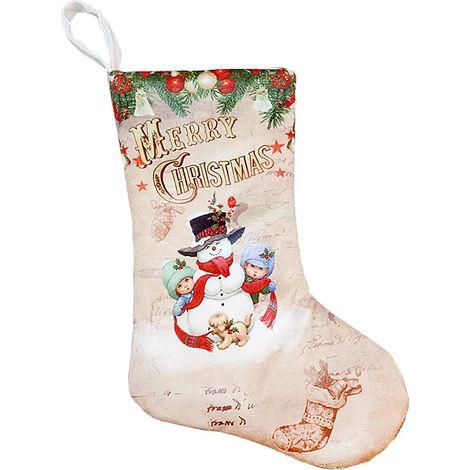 Chaussettes de Noël, grand sac cadeau, Père Noël, bonbons, décoration à suspendre pour sapin de Noël [Bonhomme de neige] (1/5)