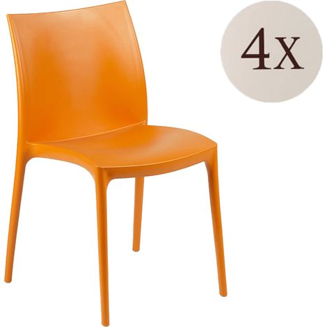 Grover Outdoor-Stuhl, 4er-Set, stapelbar, Made in Italy, Belastbar bis 120 kg, Orange