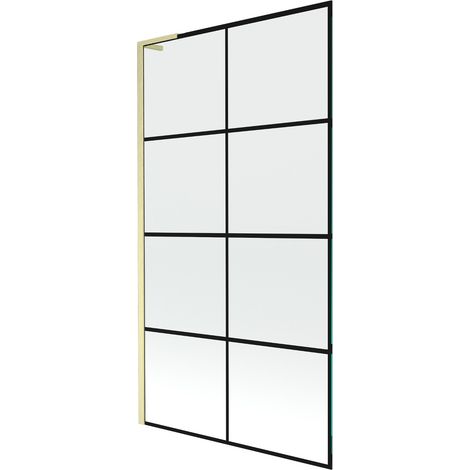Mexen Next L Badewannenfaltwand 1-flügelig 100 x 150 cm, schwarzes Muster, gebürstetes Gold - 895-100-000-03-77-55 (1/5)