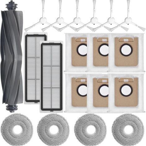 Kit d'accessoires pour robot aspirateur Dreame L10s Ultra/L10 Ultra/L10 Prime, 1 brosse principale, 2 filtres, 4 tampons de nettoyage, 6 brosses latérales, 6 sacs à poussière, accessoires de pièces de (1/4)